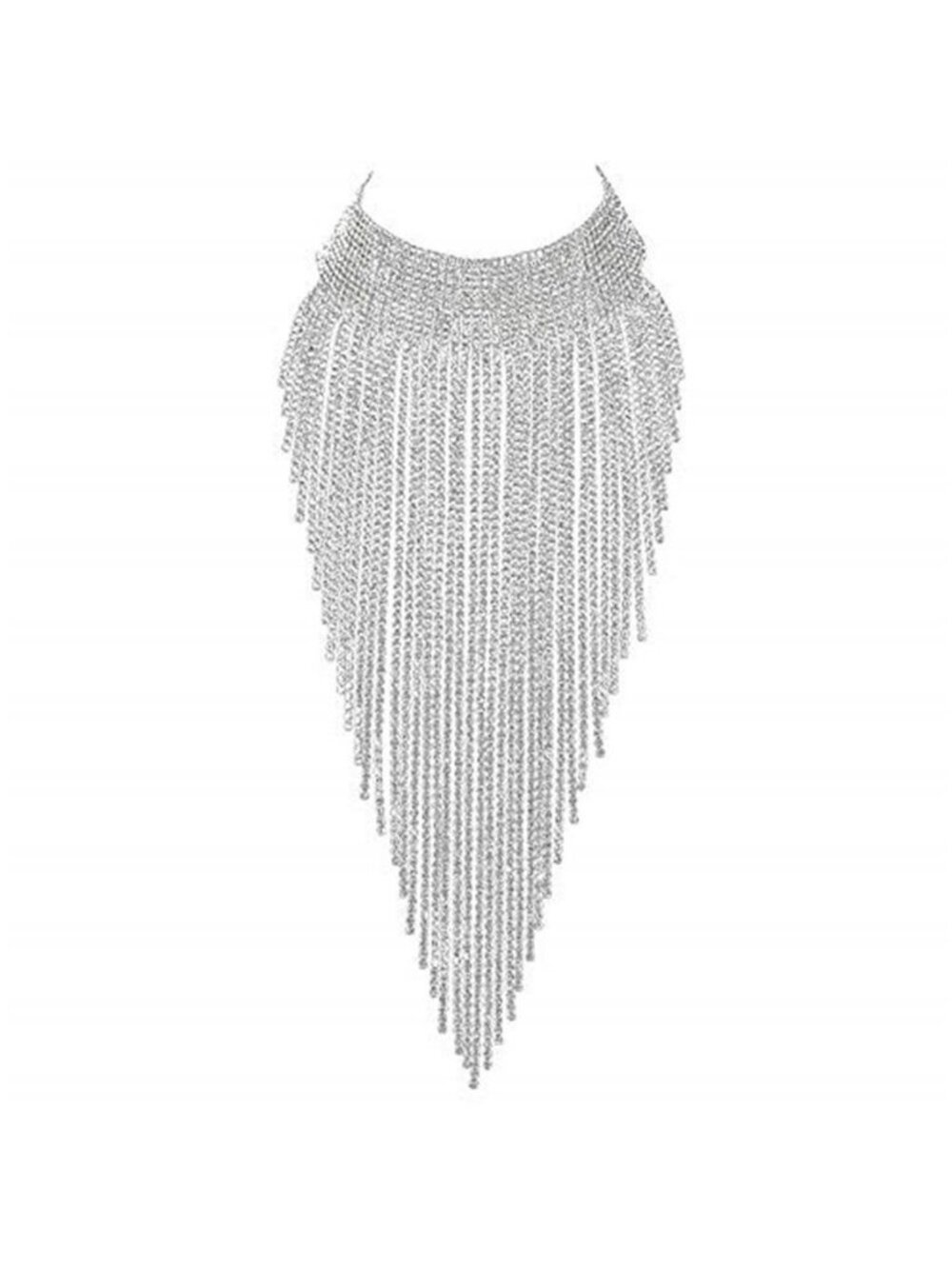Rhinestone Statement Necklace for Women, Tassel Bib Choker Collar